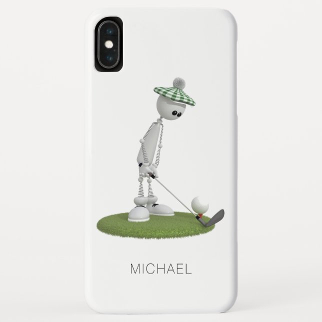 Golf Cartoon Tee Off Personalised Name | Golf Case-Mate iPhone Case (Back)