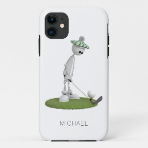 Golf Cartoon Tee Off Personalised Name   Golf iPhone 11 Case