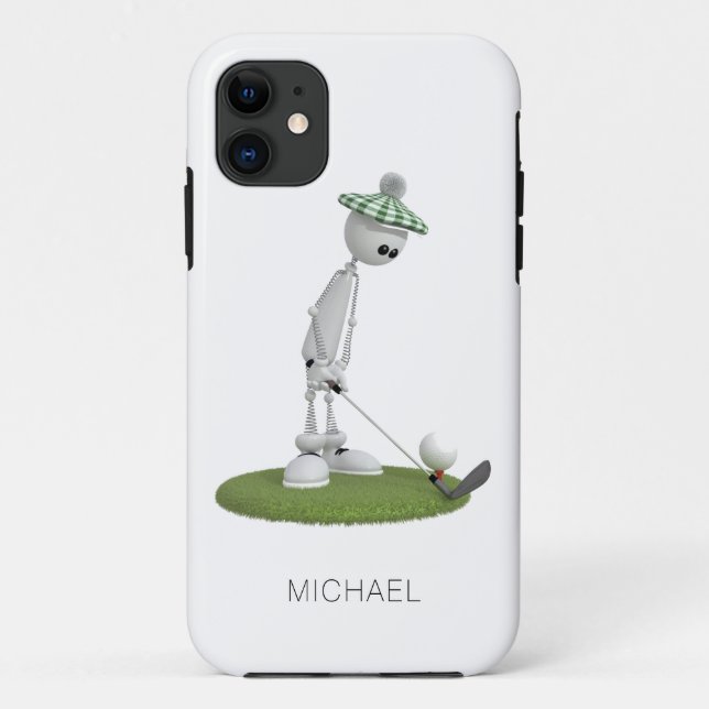 Golf Cartoon Tee Off Personalised Name | Golf Case-Mate iPhone Case (Back)