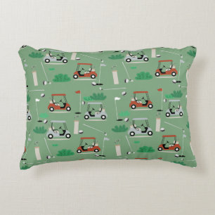 Golf Carts Modern Golfer Golf Theme Pattern Decorative Cushion