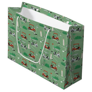 Golf Carts Modern Golfer Golf Theme Pattern Large Gift Bag