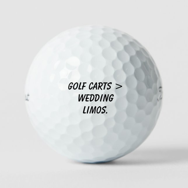 'Golf Carts > Wedding Limos' Funny Wedding Favour Golf Balls (Front)
