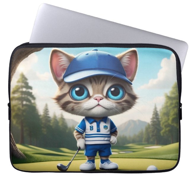 Golf Cat Laptop Sleeve (Front)