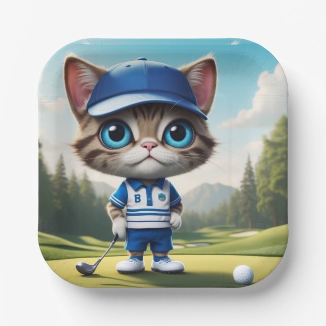 Golf Cat Paper Plate (Front)