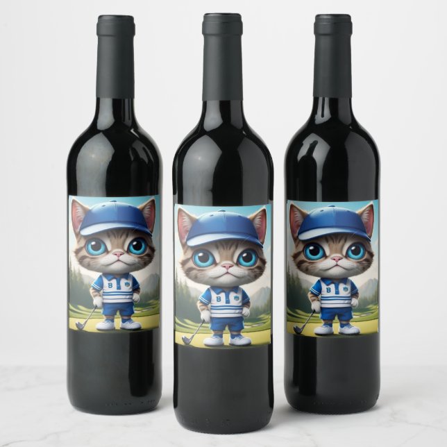 Golf Cat Wine Label (Bottles)