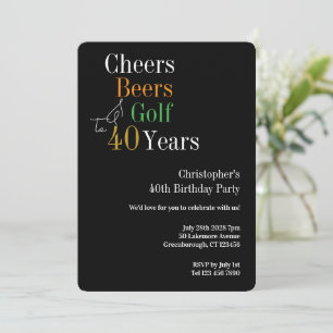 Golf Cheers Beers 40th Birthday Party Invitation