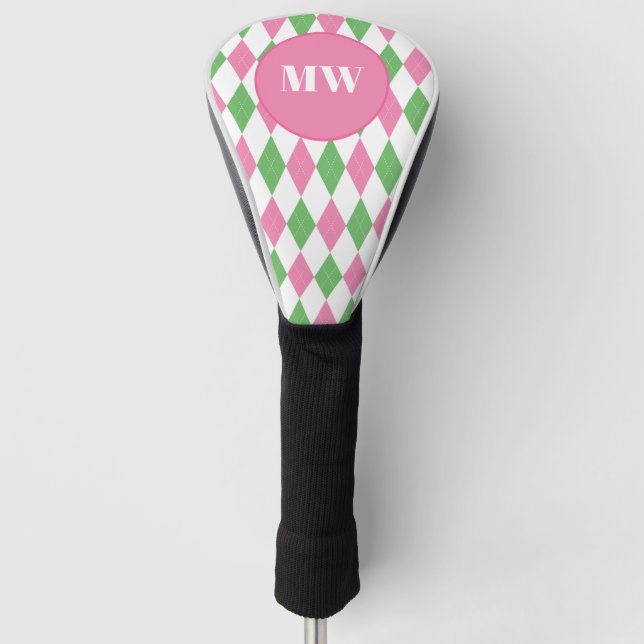 Golf Chic Argyle Monogram Club Head Cover (Front)