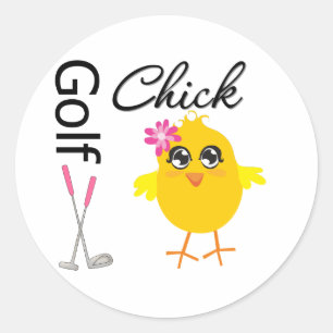 Golf Chick Classic Round Sticker