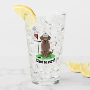 Golf Chocolate Labrador Retriever Dog - Cute Glass