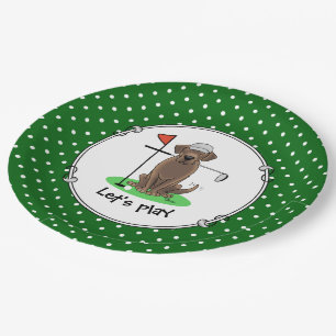 Golf Chocolate Labrador Retriever Dog - Cute Paper Plate
