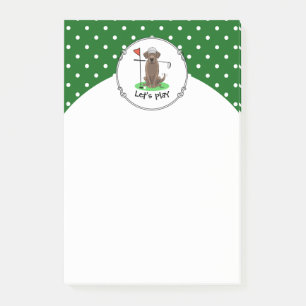 Golf Chocolate Labrador Retriever Dog - Cute Post-it Notes