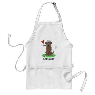Golf Chocolate Labrador Retriever Dog - Cute Standard Apron