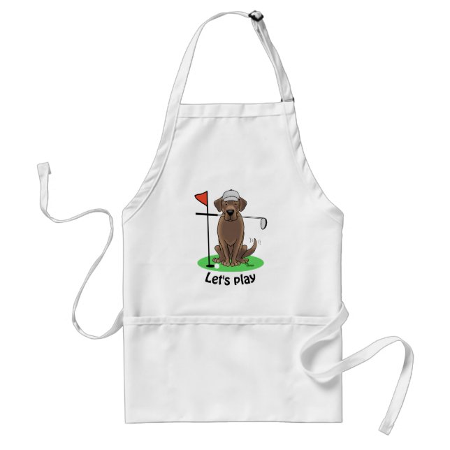 Golf Chocolate Labrador Retriever Dog - Cute Standard Apron (Front)