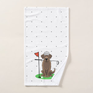 Golf Chocolate Labrador Retriever Dog - Funny Bath Towel Set