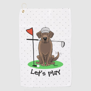 Golf Chocolate Labrador Retriever Dog - Funny Golf Towel