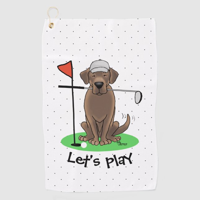 Golf Chocolate Labrador Retriever Dog - Funny Towel (Front)