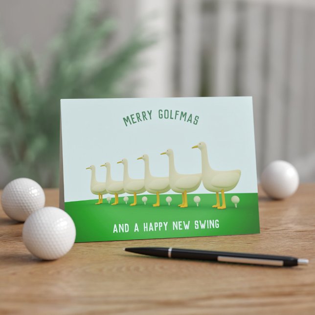Golf Christmas 6 Geese A Laying Golf Balls Golfmas Holiday Card (Creator Uploaded)