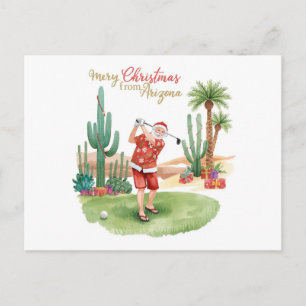 Golf Christmas Arizona  with Santa Claus Holiday Postcard