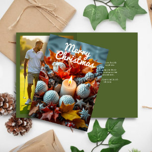 Golf Christmas Candle • Family Photo Green Holiday Card