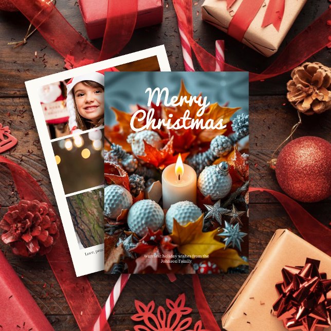 Golf Christmas Candle • Family Photo Holiday Card (Creator Uploaded)