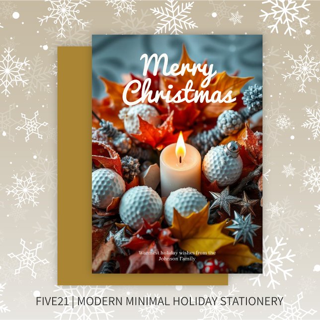 Golf Christmas Candle • Gold Holiday Card (Creator Uploaded)