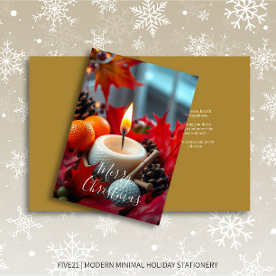 Golf Christmas Candle • Gold Holiday Card