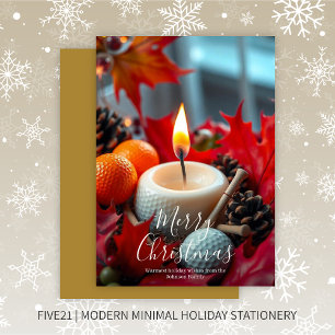 Golf Christmas Candle • Gold Holiday Card