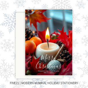 Golf Christmas Candle Holiday Card