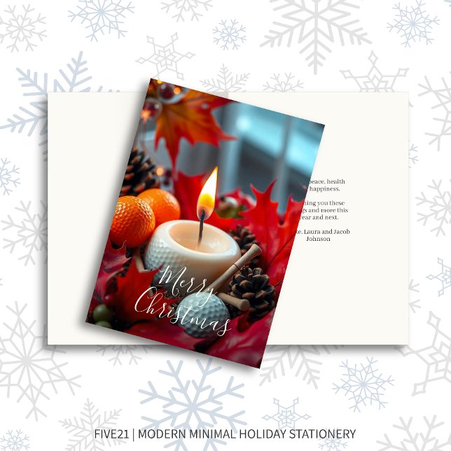 Golf Christmas Candle  Holiday Card (Creator Uploaded)