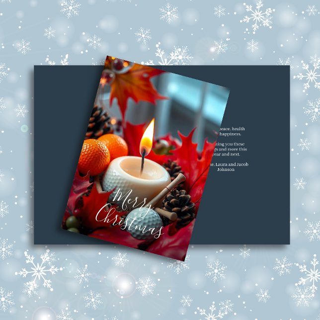 Golf Christmas Candle • Navy Blue Holiday Card (Creator Uploaded)
