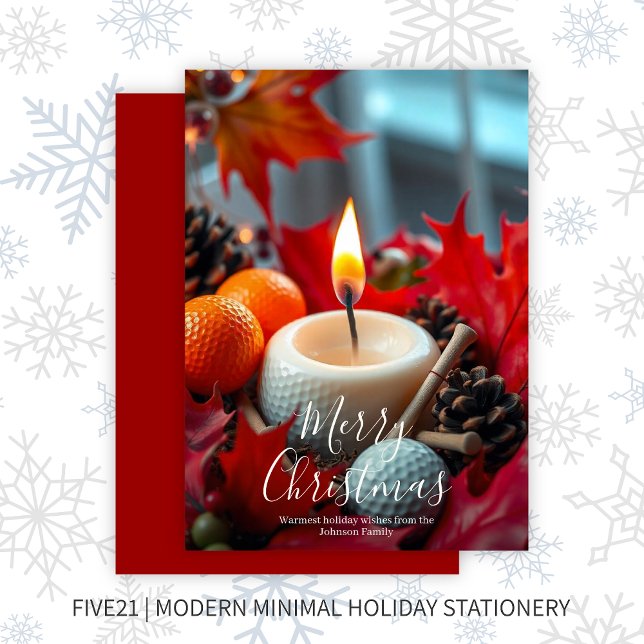 Golf Christmas Candle • Red Holiday Card (Creator Uploaded)