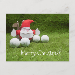 Golf Christmas card with Santa Claus and golf ball