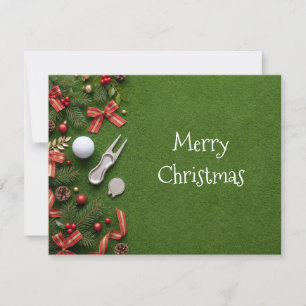 Golf Christmas card with Santa Claus and golf ball