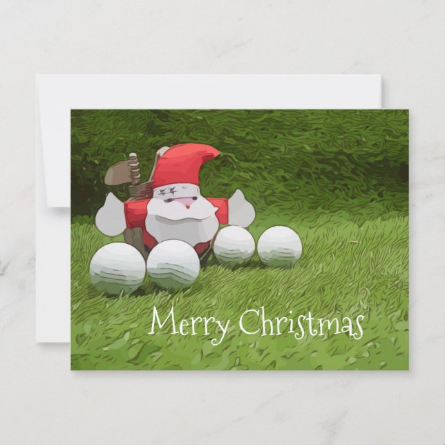 Golf Christmas card with Santa Claus and golf ball (Front)