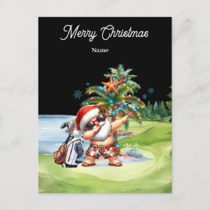 Golf Christmas card with Santa Claus from Hawaii