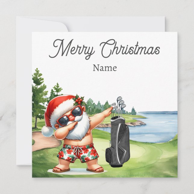 Golf Christmas card with Santa Claus from Hawaii  (Front)