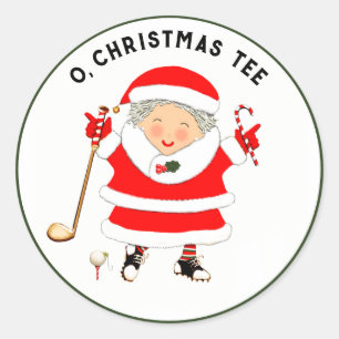 Golf Christmas Classic Round Sticker
