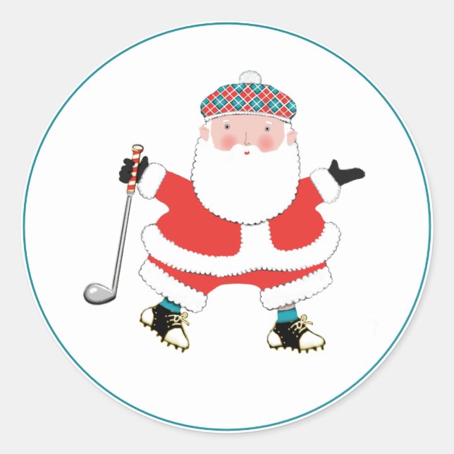 Golf Christmas Classic Round Sticker (Front)
