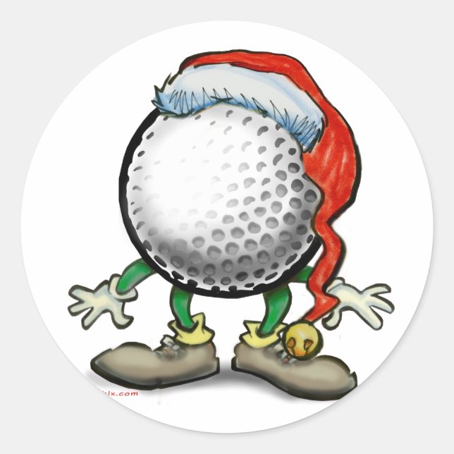 Golf Christmas Classic Round Sticker (Front)