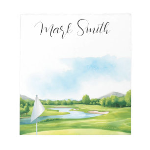 Golf Christmas course with Name gifts for golfer Notepad