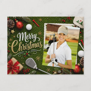 Golf Christmas Create your own photo golfer Postcard