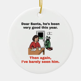 Golf Christmas: Dear Santa, I've Barely Seen Him Ceramic Tree Decoration