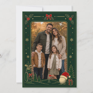 Golf Christmas Family Photo Card Frame