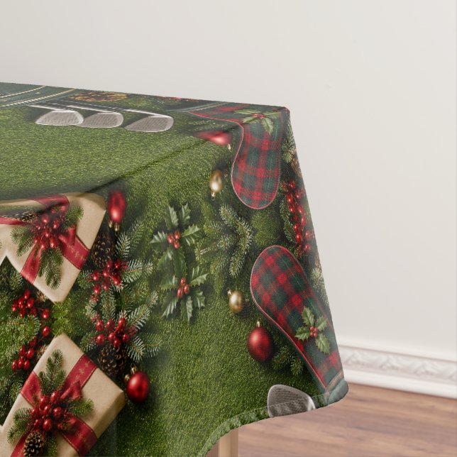 Golf Christmas Flat Lay on Putting Green  Tablecloth (In Situ)