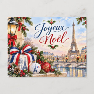 Golf Christmas France Paris Eiffel Tower Holiday Postcard