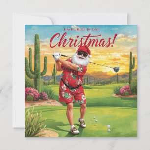 Golf Christmas from Sunny state with Santa Holiday Card
