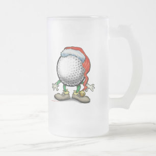 Golf Christmas Frosted Glass Beer Mug