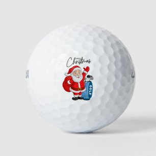 Golf Christmas Gift with Santa Golfer at golf flag Golf Balls
