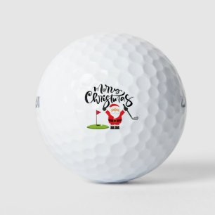 Golf Christmas Gift with Santa Golfer at golf flag Golf Balls