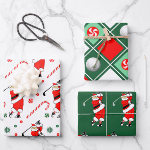 Golf Christmas Gift Wrapping Paper Sheet